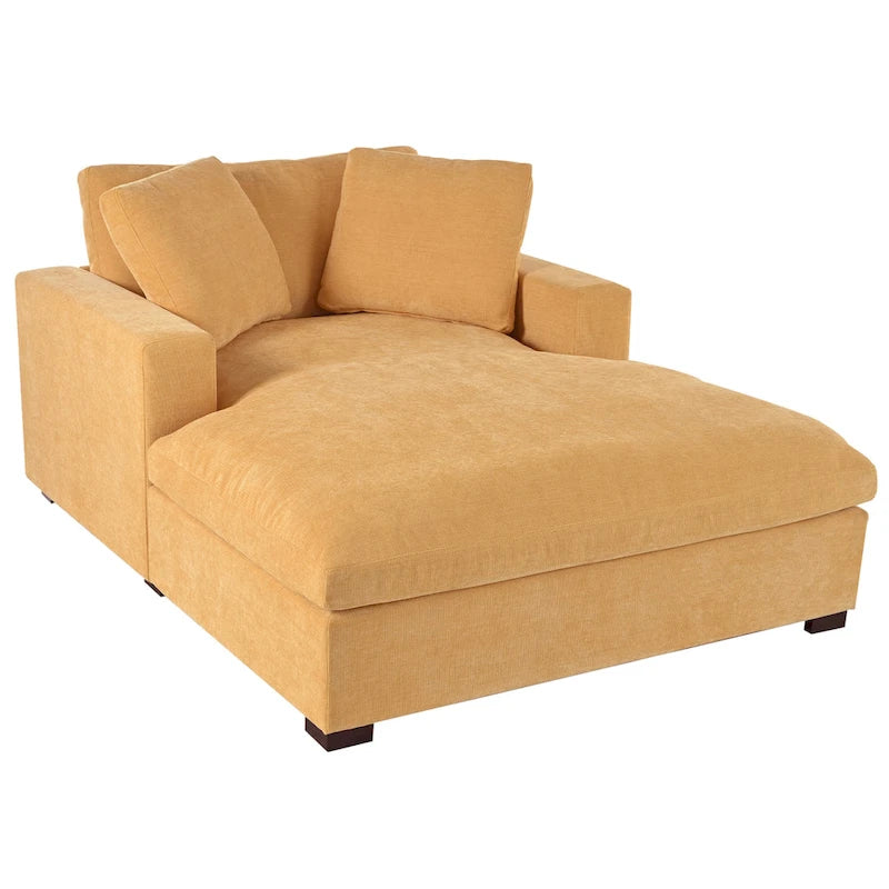 53.5" Chaise Lounge Chair With Solid Wood Legs And Comfort Pillows