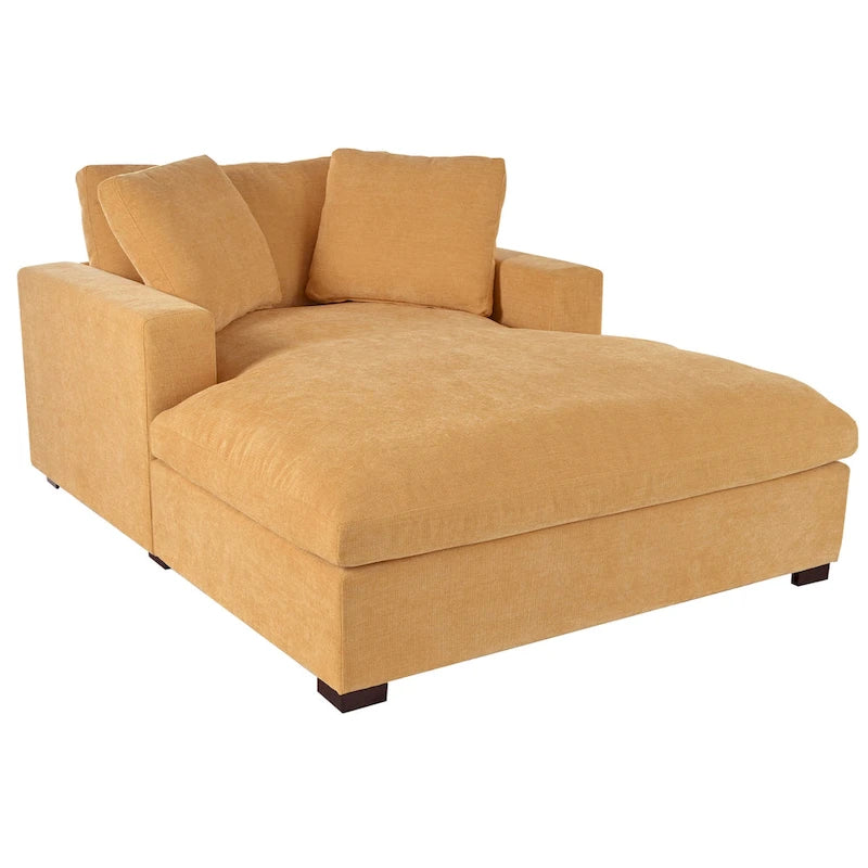 53.5" Chaise Lounge Chair With Solid Wood Legs And Comfort Pillows