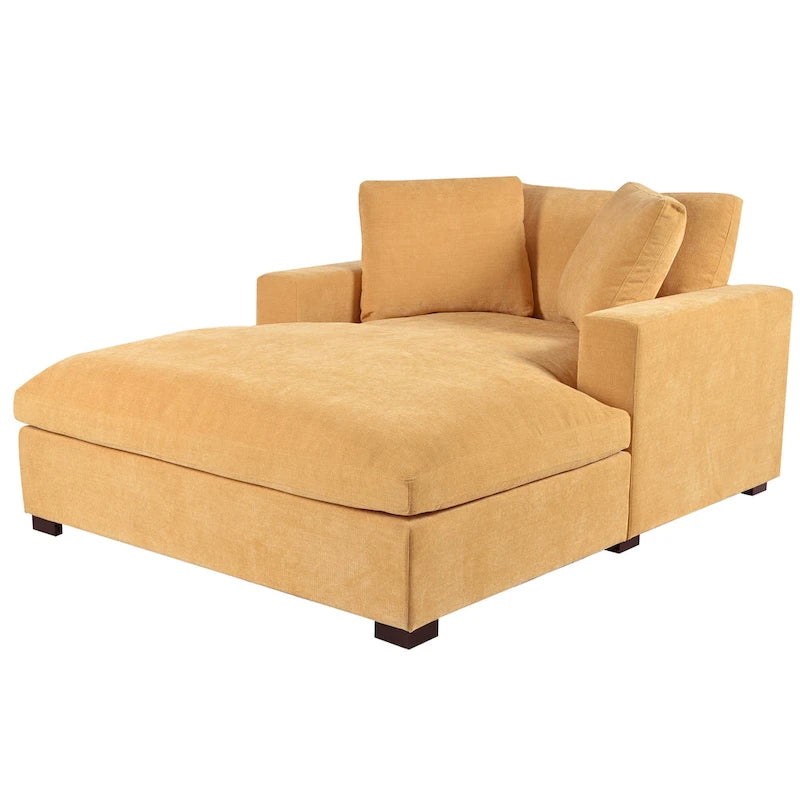 53.5" Chaise Lounge Chair With Solid Wood Legs And Comfort Pillows