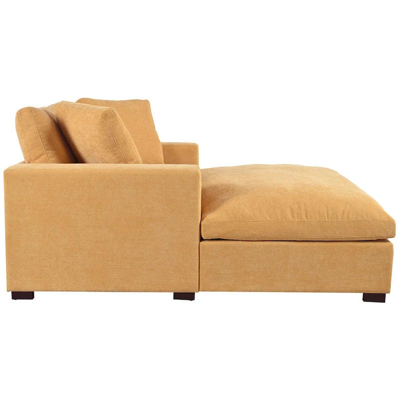 53.5" Chaise Lounge Chair With Solid Wood Legs And Comfort Pillows