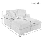 53.5" Chaise Lounge Chair With Solid Wood Legs And Comfort Pillows