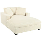 53.5" Chaise Lounge Chair With Solid Wood Legs And Comfort Pillows