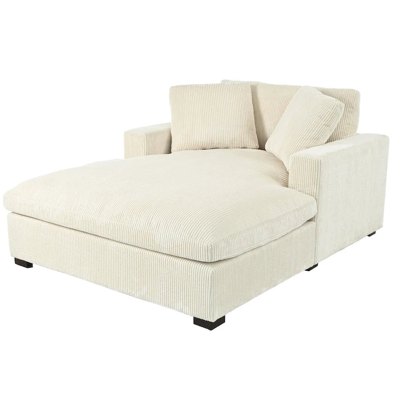 53.5" Chaise Lounge Chair With Solid Wood Legs And Comfort Pillows