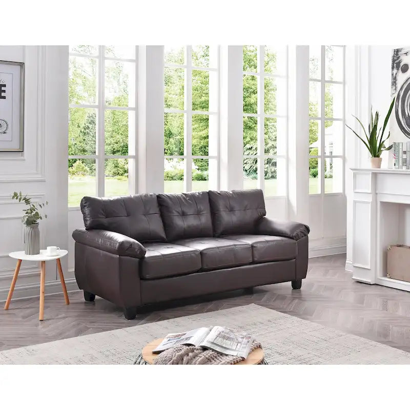 Gallant 78 In. W Flared Arm Faux Leather Straight Sofa - 33"l x 78"w x 35"h
