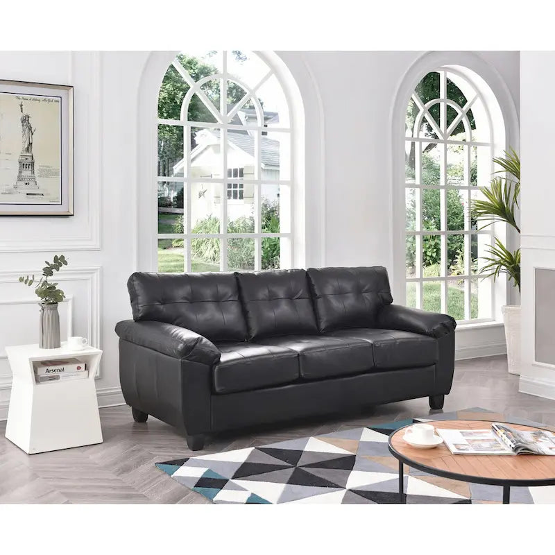 Gallant 78 In. W Flared Arm Faux Leather Straight Sofa - 33"l x 78"w x 35"h - Cappuccino