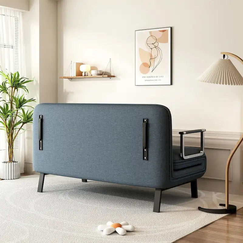 Convertible Tri - Fold Sofa Bed With Adjustable Backrest & Pillow