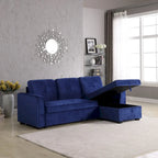 91" Wide Velvet Storage Sectional Reversible Sleeper Sofa & Chaise