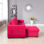 91" Wide Velvet Storage Sectional Reversible Sleeper Sofa & Chaise