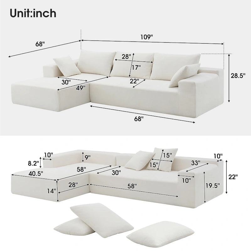 [video Provided] [new] 109*68" Modular Sectional Living Room Sofa Set, Modern Minimalist Style Couch, Upholstered Sleeper Sofa F