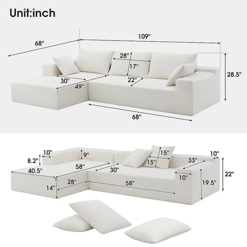 [video Provided] [new] 109*68" Modular Sectional Living Room Sofa Set, Modern Minimalist Style Couch, Upholstered Sleeper Sofa F