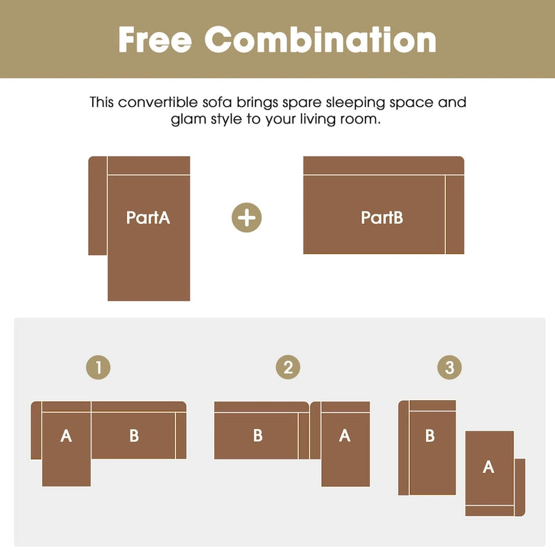 [video Provided] [new] 109*68" Modular Sectional Living Room Sofa Set, Modern Minimalist Style Couch, Upholstered Sleeper Sofa F