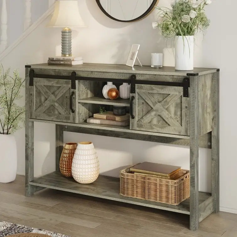 46" Console Table With Sliding Barn Door